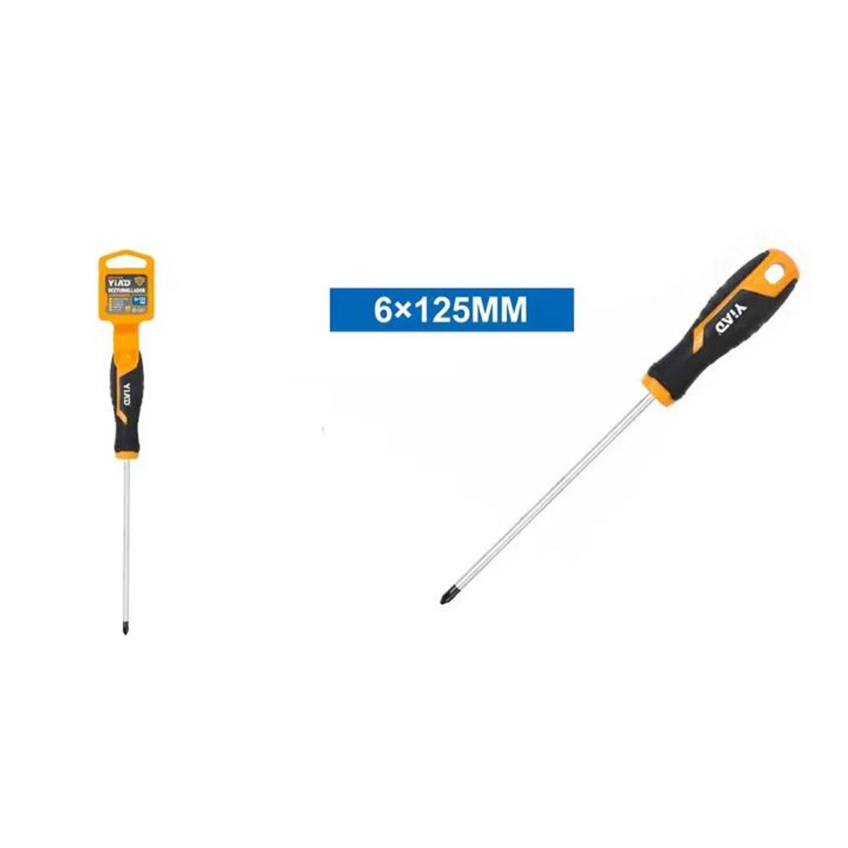 GENERICO - Destornillador Phillips 6x125 mm - Punta Magnética De Alto Torque - Acero Cromo