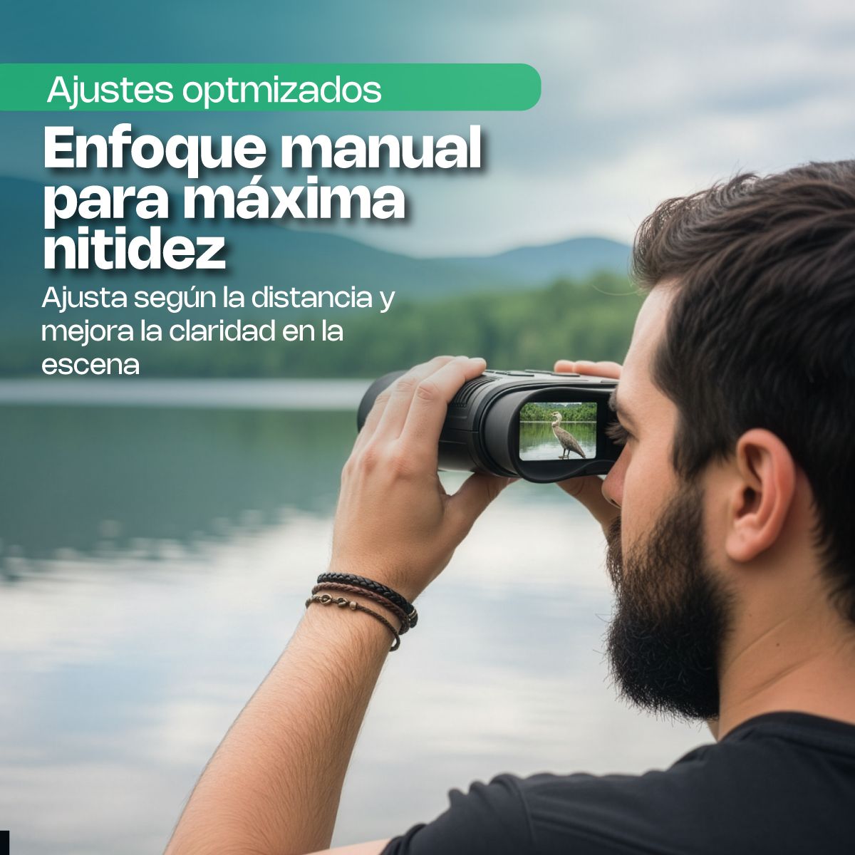ASIAQUALITY - Binocular Profesional Visión Nocturna HD NV3280 Alcance 1000m Zoom 80x Grabación 4K Memoria 32GB