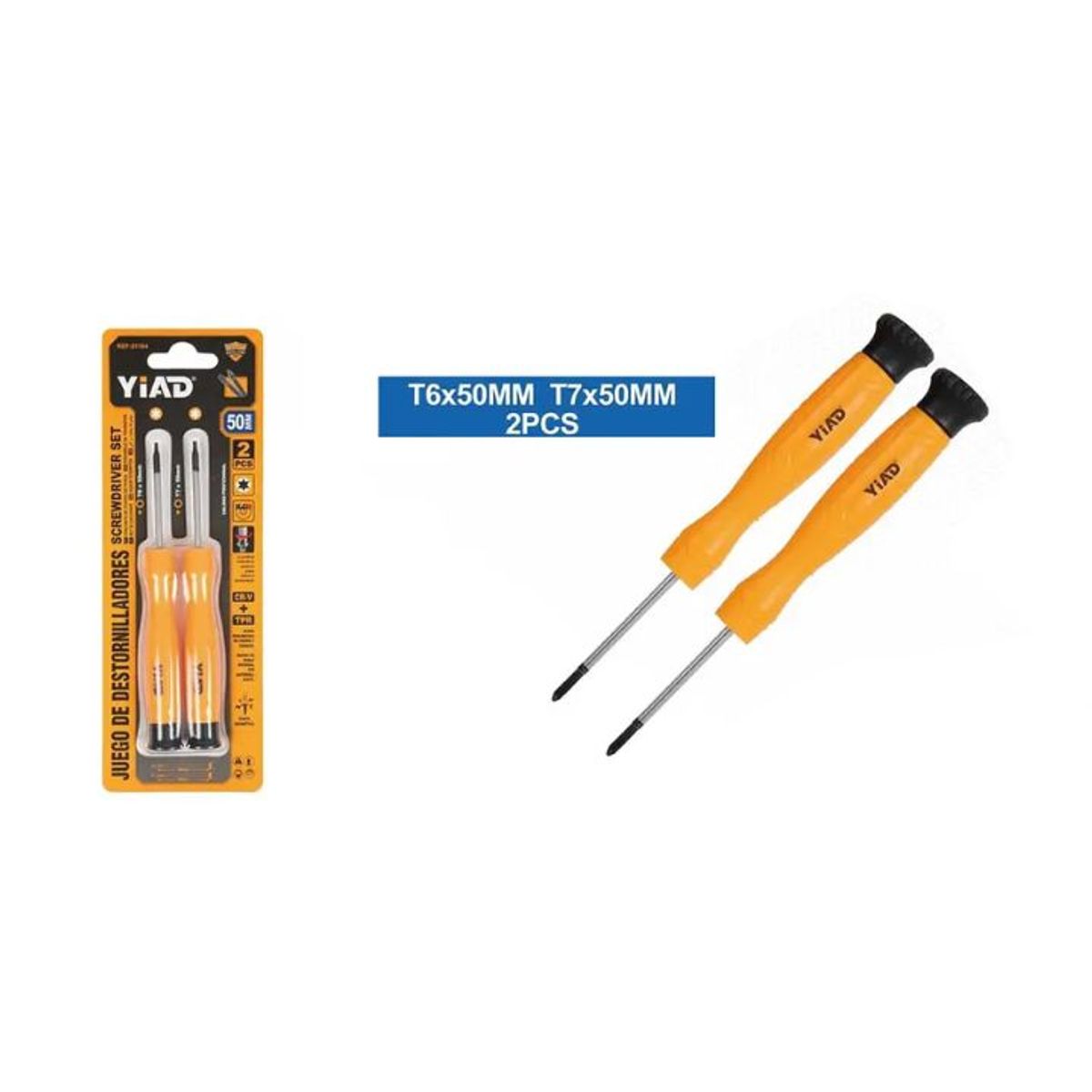 GENERICO - Kit de 2 Destornilladores T6 y T7 - Puntas Magnéticas de Precisión - Acero Cromo