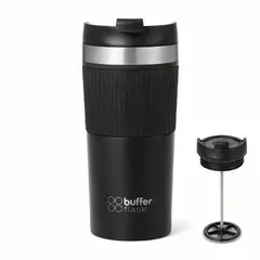 BUFFER FLASK - Termo Prensa Francesa Portatil Buffer 350ml Acero Inoxidable - Negro