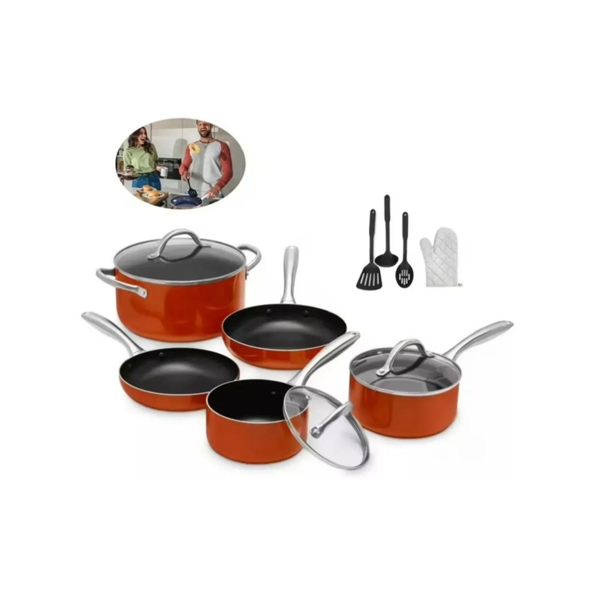 MOVI - BATERIA DE COCINA 11 PIEZAS, PARA TODO TIPO DE COCINAS, INDUCCION, ELECTRICA Y GAS