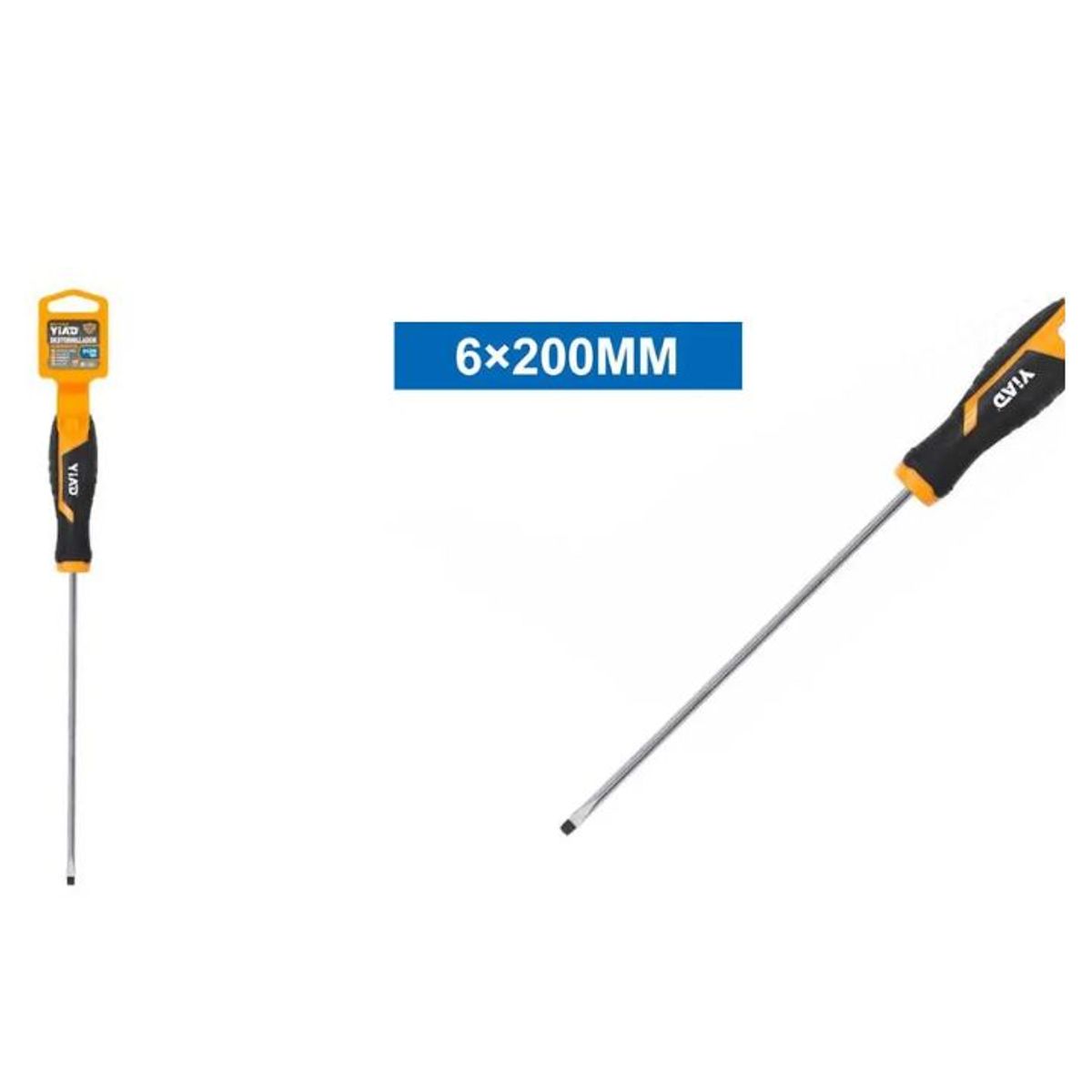 GENERICO - Destornillador Plano 6x200 mm - Alcance Punta Magnética Acero
