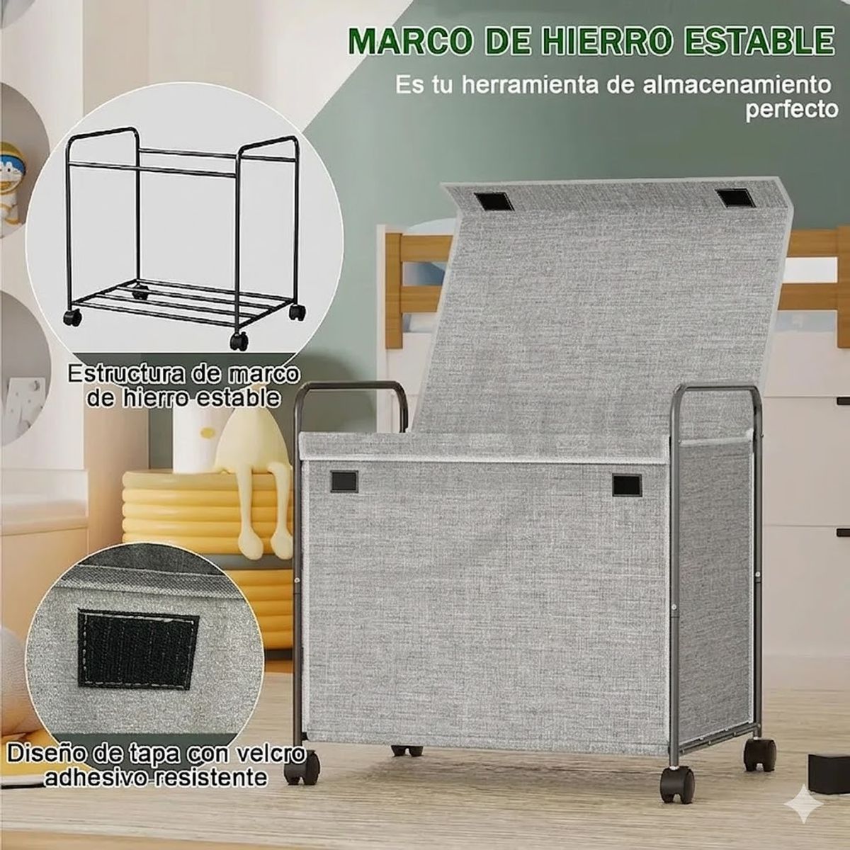 GENERICO - Cesto Organizador Multiuso Ropa Juguetes con Ruedas