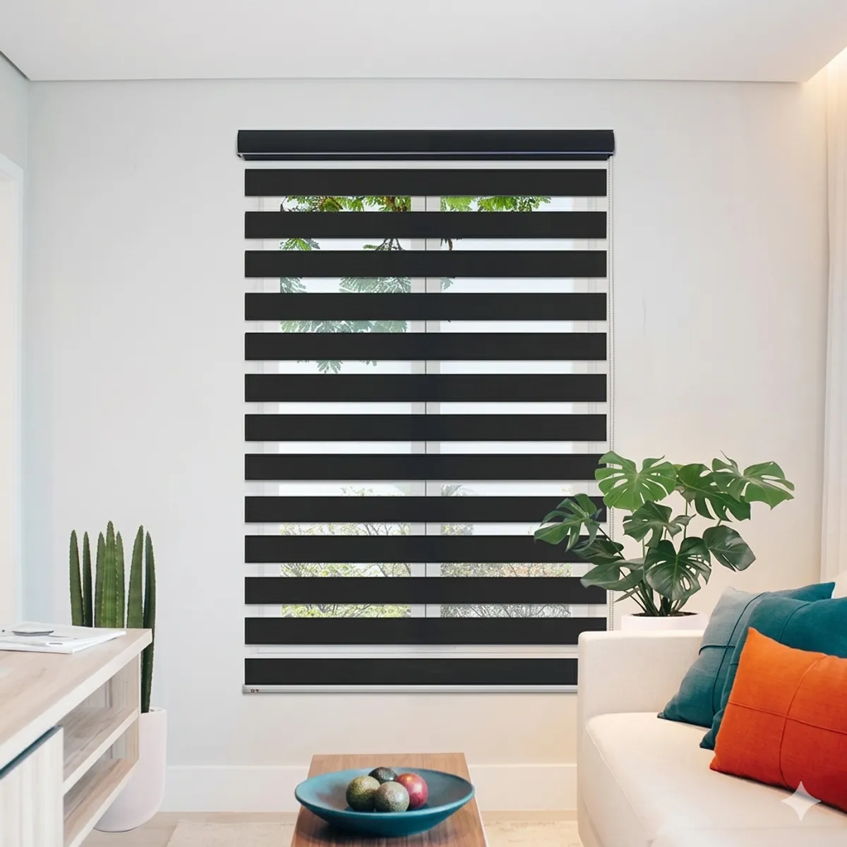 GENERICO - Cortina Roller Duo Zebra Dia Y Noche Persiana 100x180cm Negra