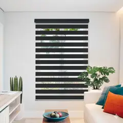GENERICO - Cortina Roller Duo Zebra Dia Y Noche Persiana 100x180cm Negra