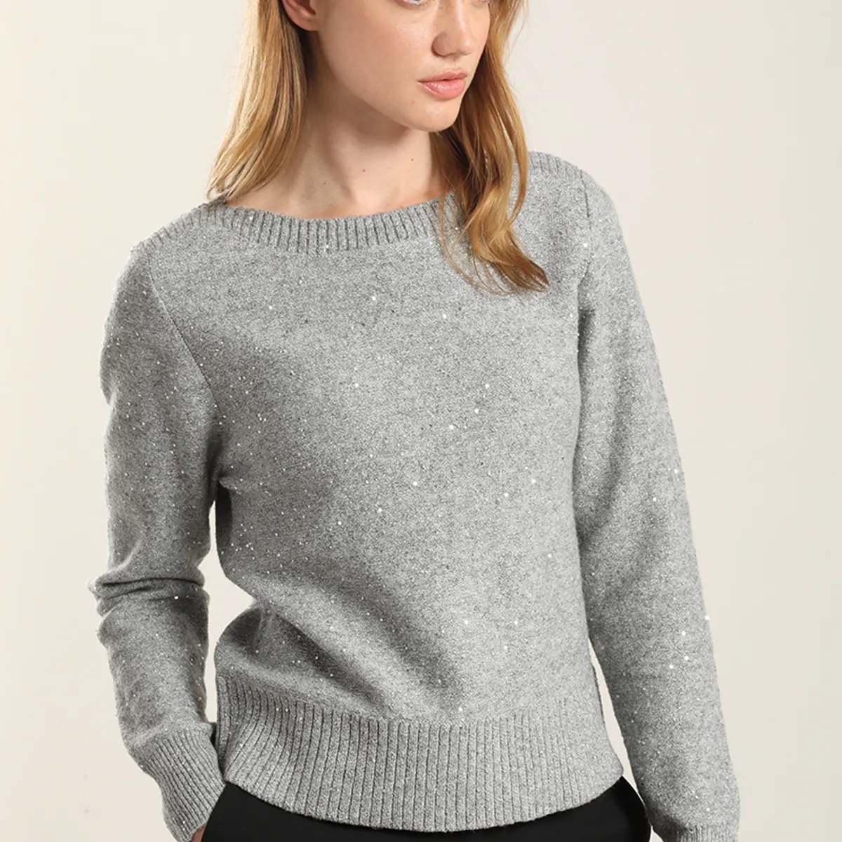 LIOLA - Jersey Punto Microlentejuelas, Gris Liola