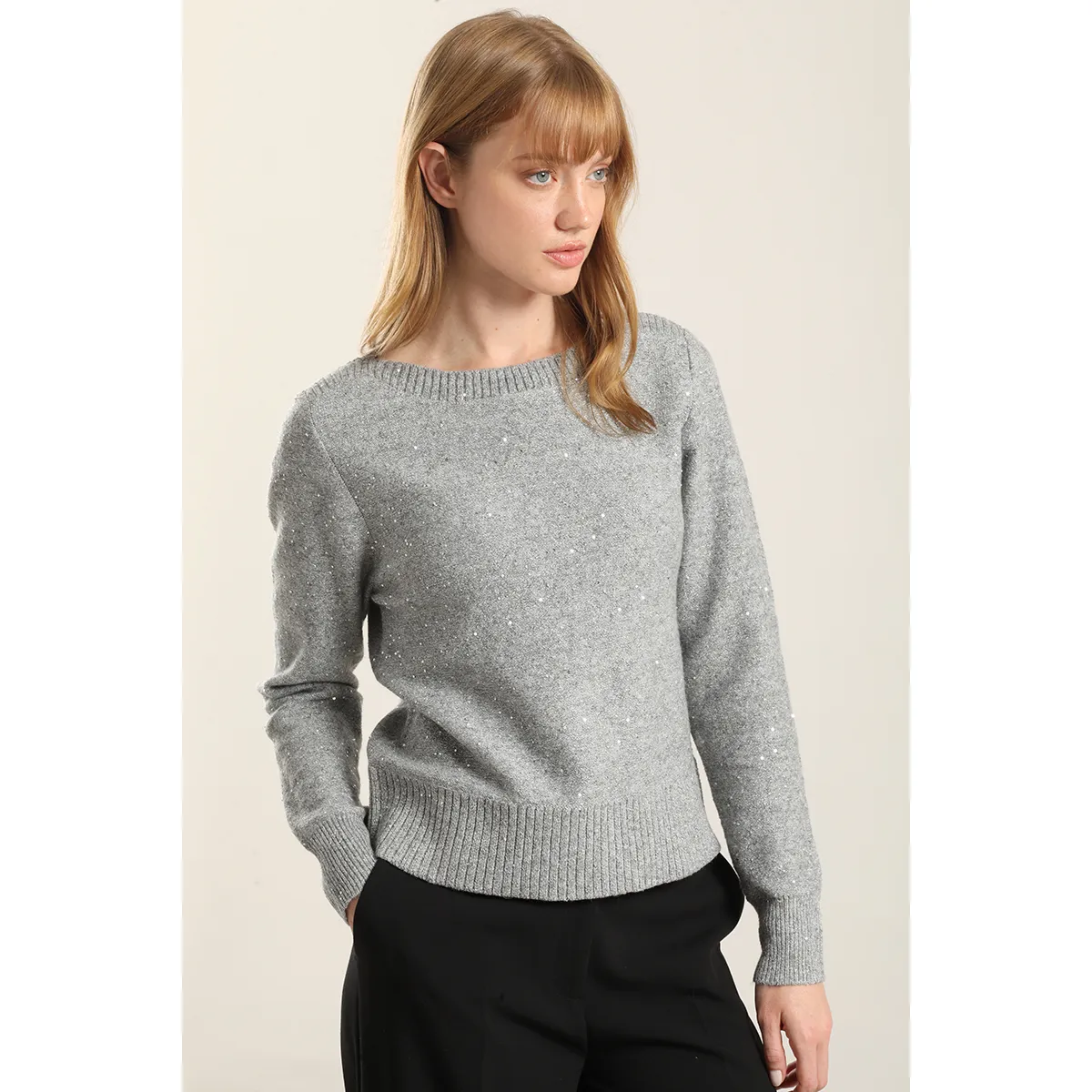 LIOLA - Jersey Punto Microlentejuelas, Gris Liola