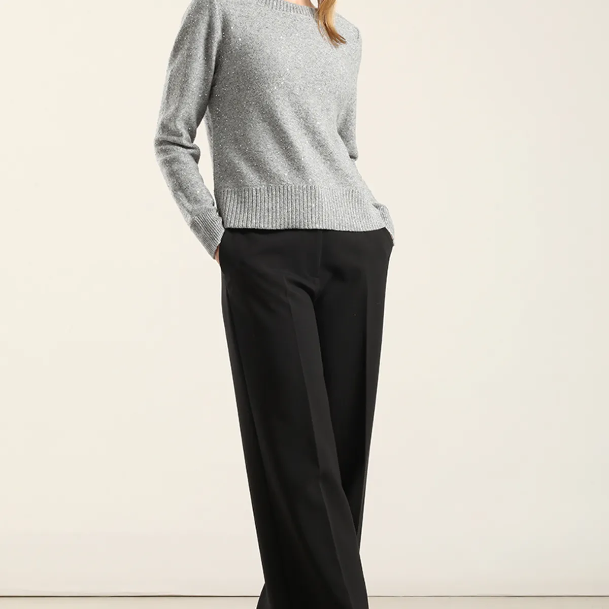 LIOLA - Jersey Punto Microlentejuelas, Gris Liola