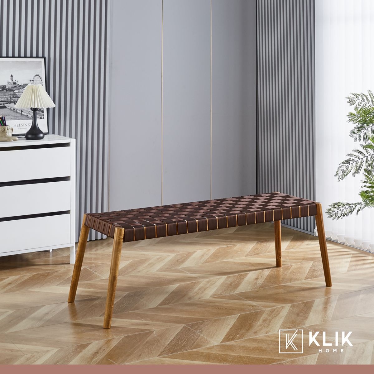 KLIK - Banqueta Austral 120cm - Cinta Tejida de Nailon café