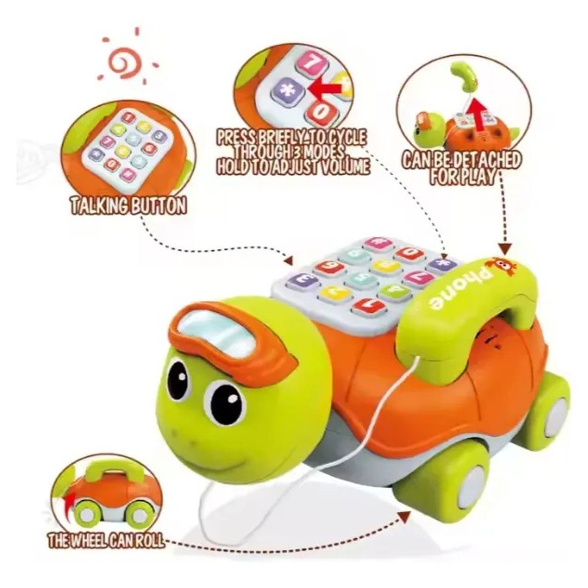 GENERICO - Juguete Teléfono Interactivo Para Bebe Juego Musical Tortuga