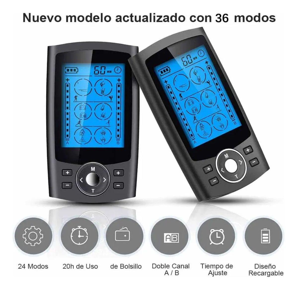 GENERICO - Electroestimulador Muscular Con 36 Modos 8 Almohadillas