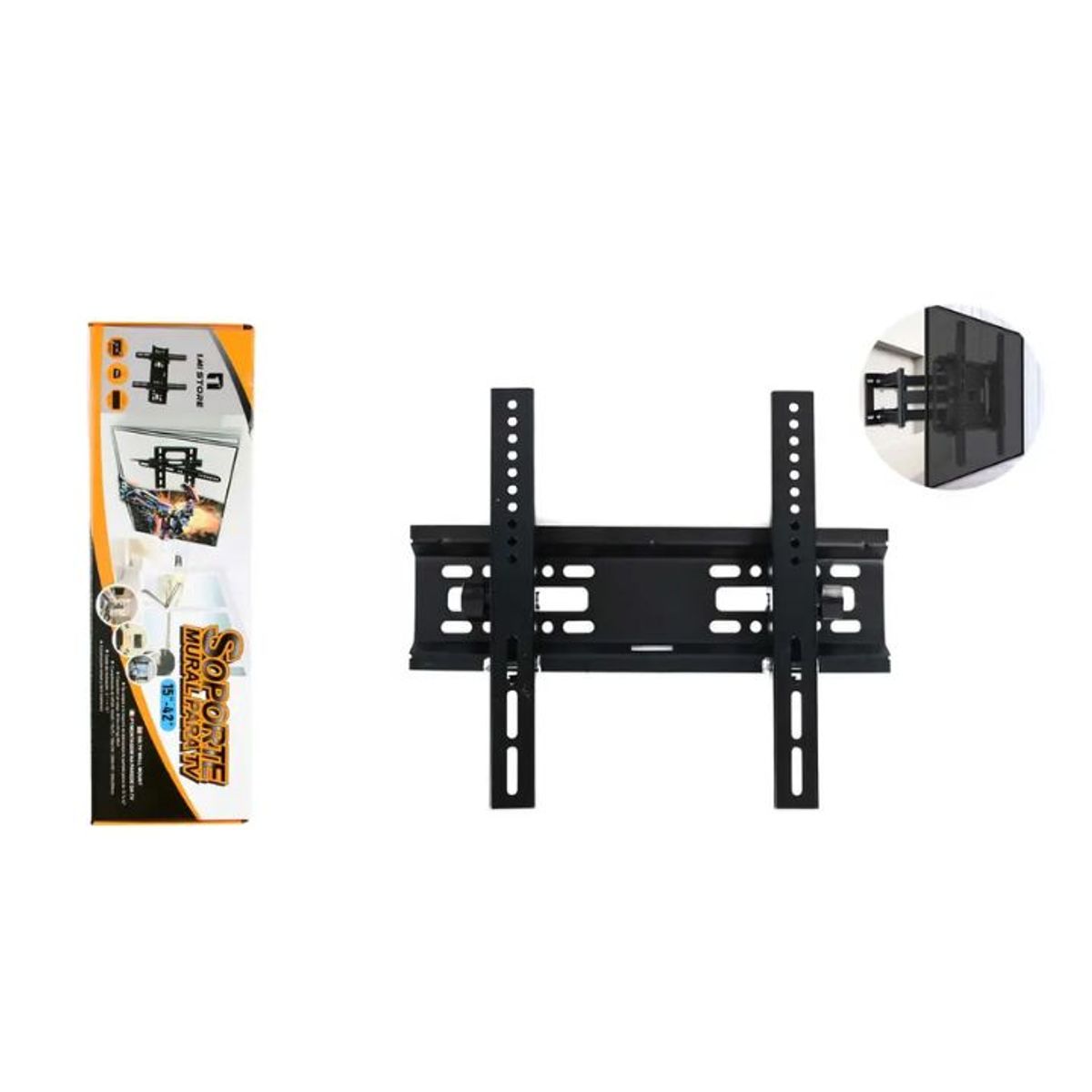 GENERICO - Soporte de Pared para TV 15 a 42 - Fijo Ultra Delgado - Universal - Acero Reforzado - Negro