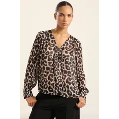 LIOLA - Blusa Animal Print, Negro