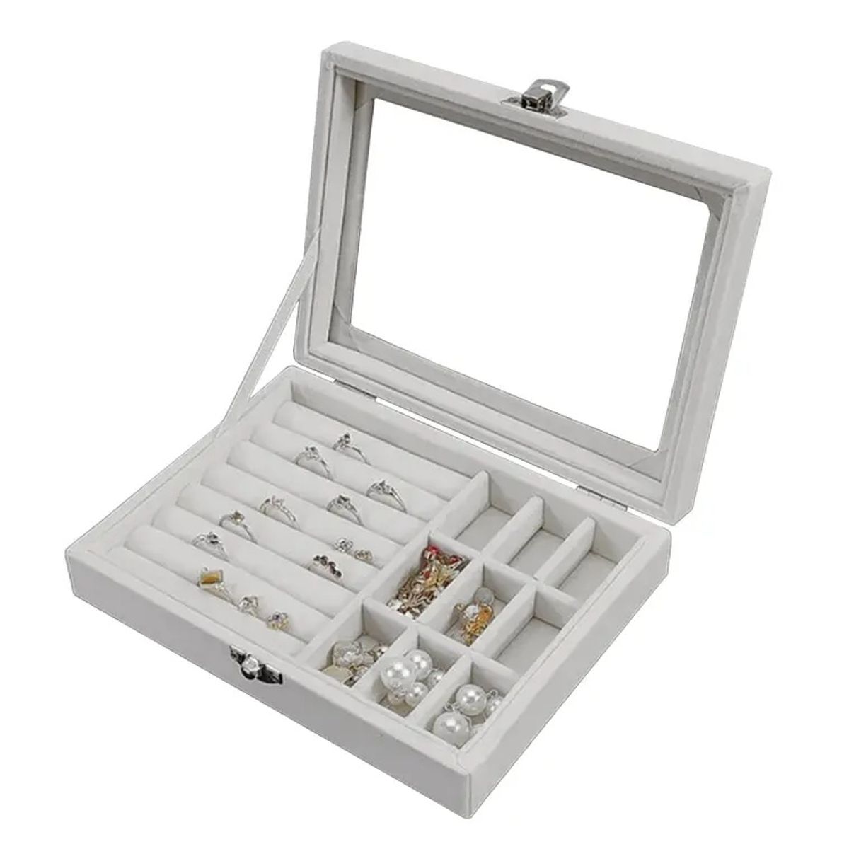 GENERICO - Joyero Organizador de Plush Portatil Multiusos Gris
