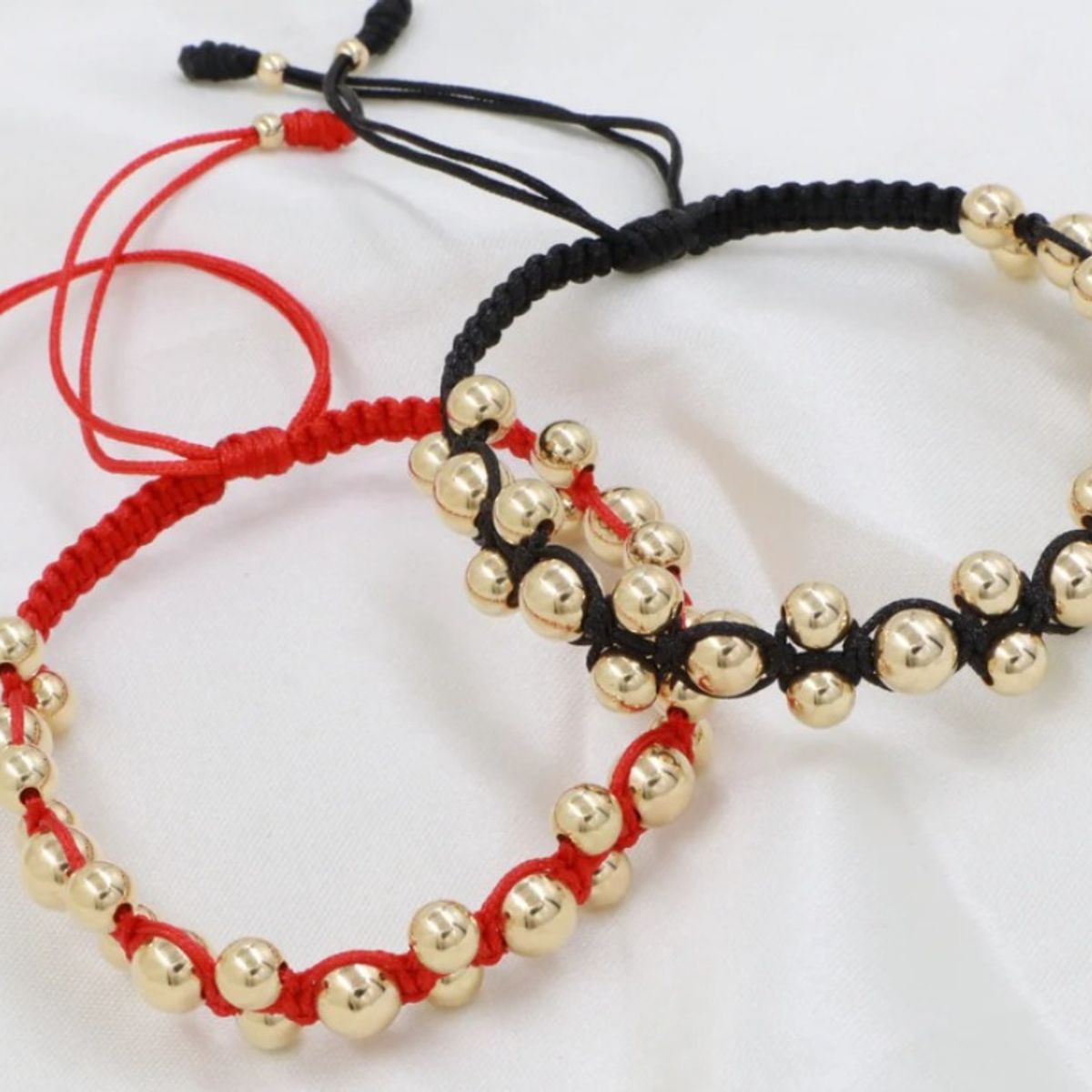 GENERICO - Brazaletes Parejas Rojo Zig Zag Balín Oro Laminado 18k
