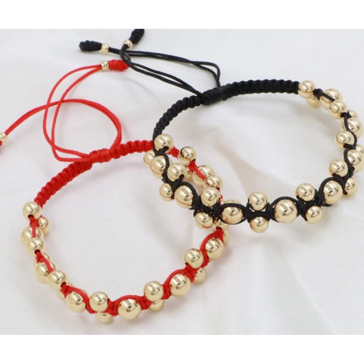 GENERICO - Brazaletes Parejas Rojo Zig Zag Balín Oro Laminado 18k