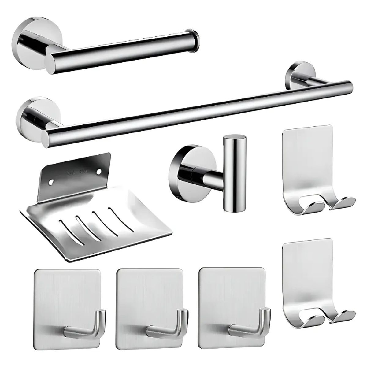 GENERICO - Juego Set 9 Accesorios para Baño Acero Inoxidable