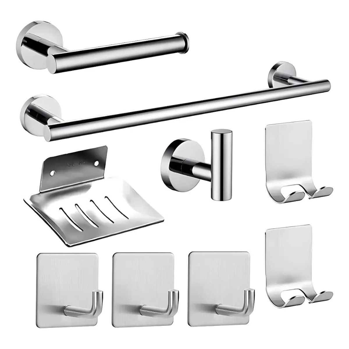 GENERICO - Juego Set 9 Accesorios para Baño Acero Inoxidable