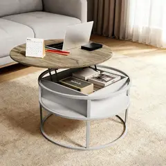 MSA MUEBLES SANTA ANA - Mesa Centro Elevable Wash Grey Circle