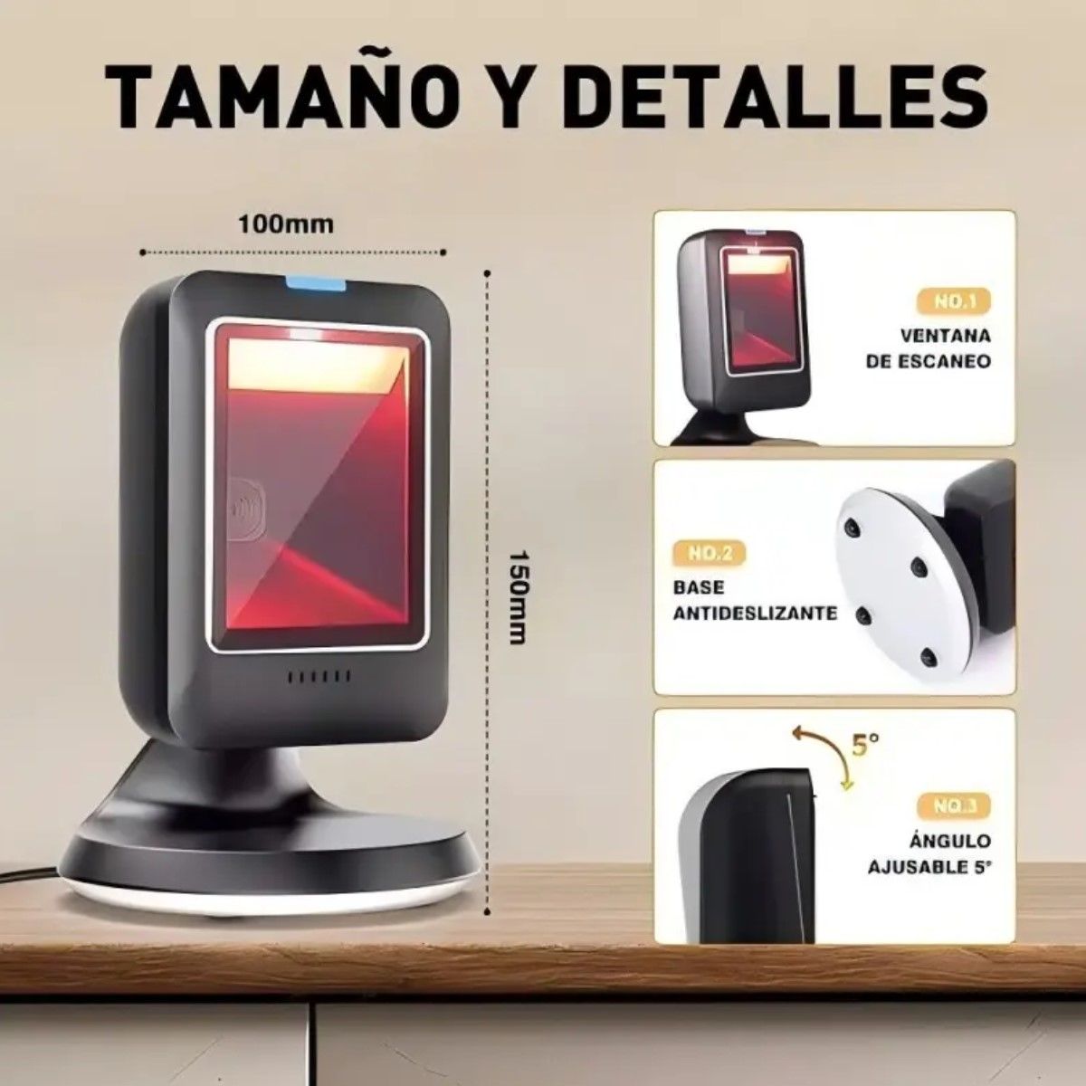 GENERICO - 1d2dqr Omnidireccional Lector De Código De Barras Con Usb BELUG