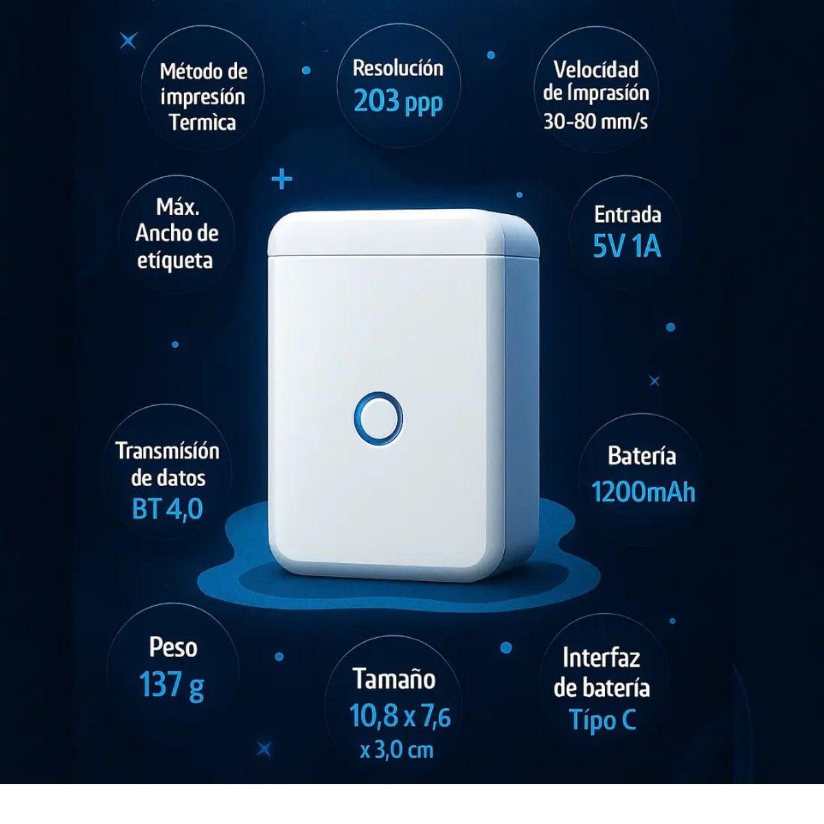 GENERICO - Impresora portátil Niimbot D110 Bluetooth etiquetas adhesivas BELUG