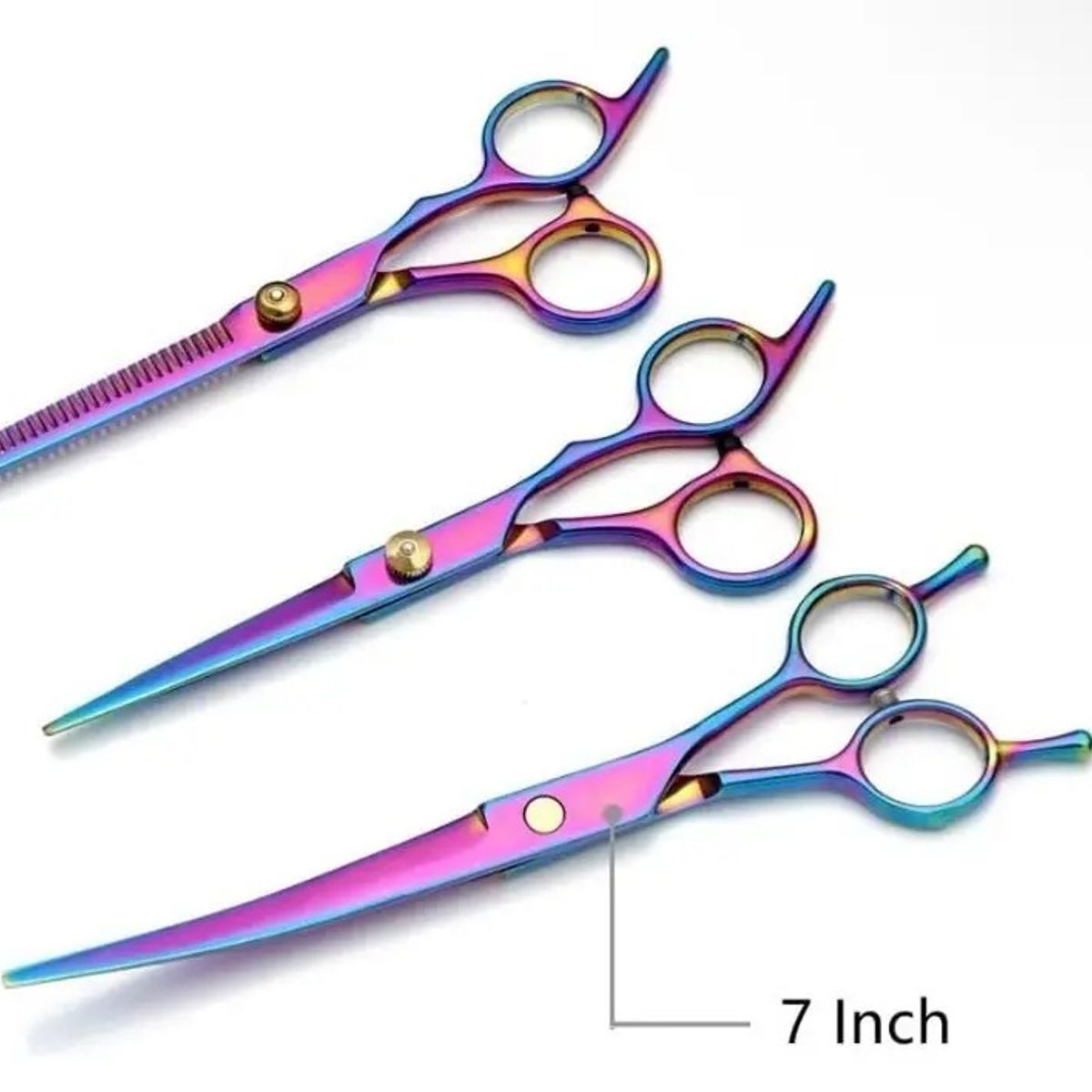 GENERICO - Set 4 Tijeras Profesionales Color Tornasol Con Estuche para mascotas