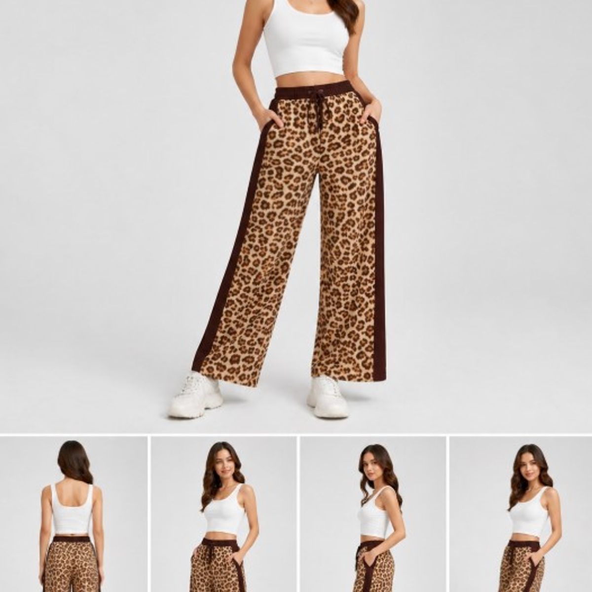 AGW - Palazzo mujer print franja forrado peludo invierno