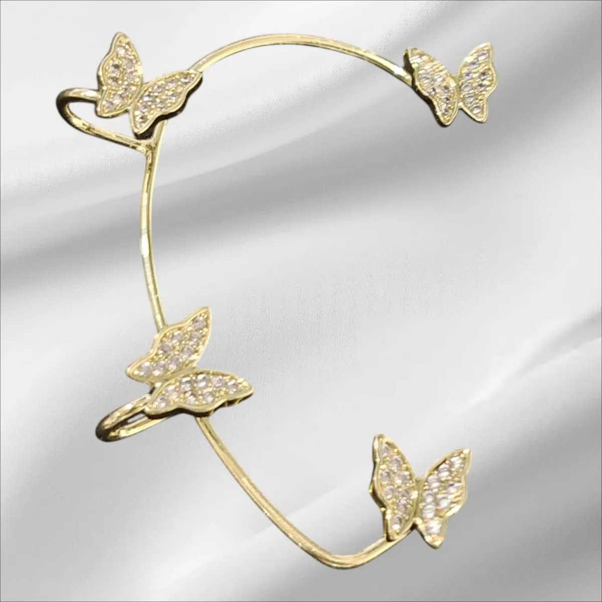 GENERICO - Aro Earcuff Mariposas con Brillos Acero Inoxidable – Cafuné Studio