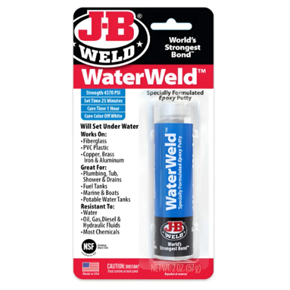 GENERICO - Masilla Epoxi para agua  2 Oz. Interior/Exterior J-B Weld 8277