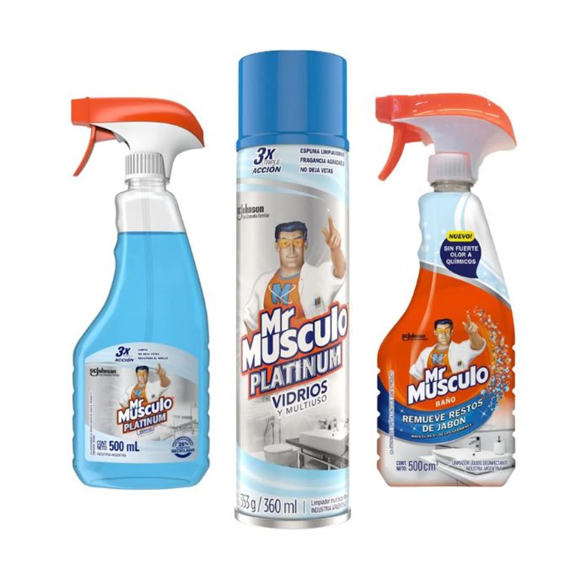 MR MUSCULO - Pack Mr. Músculo Limpieza Total Multiuso + Vidrios + Baño