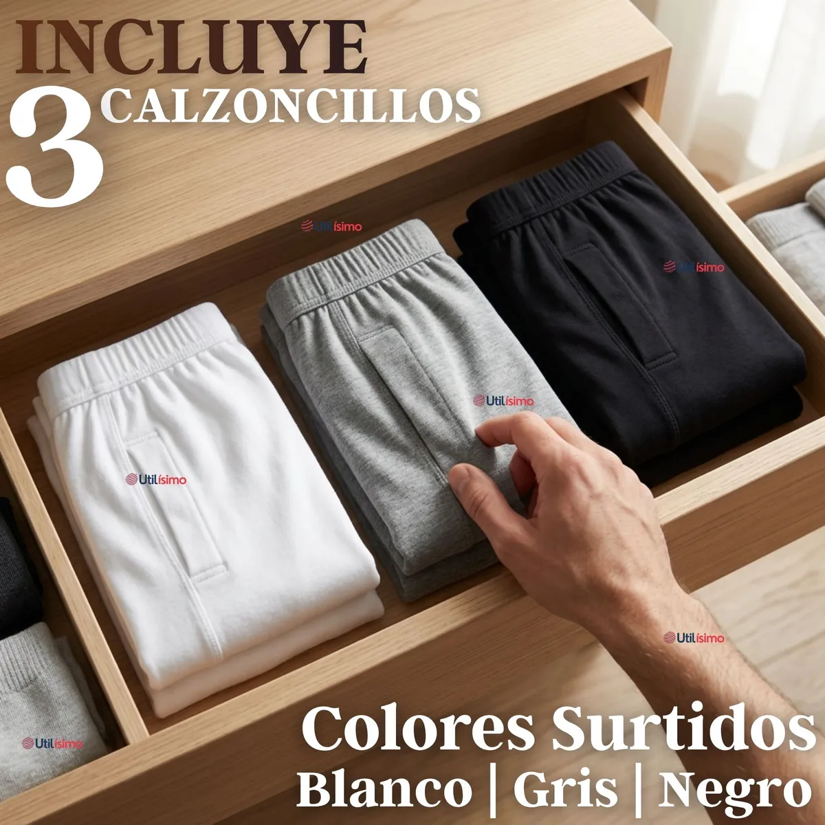 UTILISIMO - Pack 3 Calzoncillos Largos Algodón Calza Hombre Invierno Primera Capa