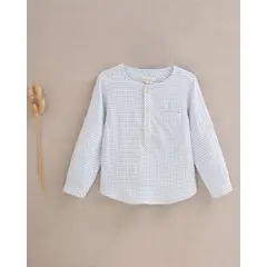 DADATI - Camisa niño en cuadro vichy azul pastel