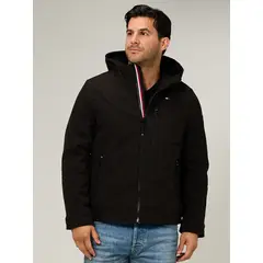 TOMMY HILFIGER - Chaqueta Soft Shell Con Gorro Negro