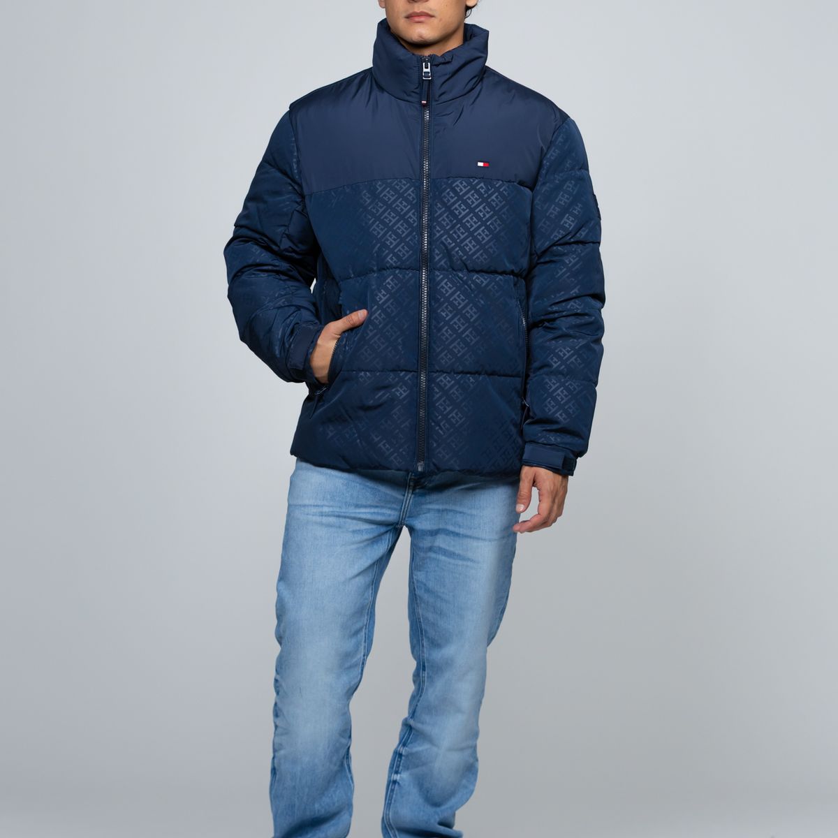 TOMMY HILFIGER - Parka De Cuello Alto Acolchada Con Logo Azul Tommy Hilfiger