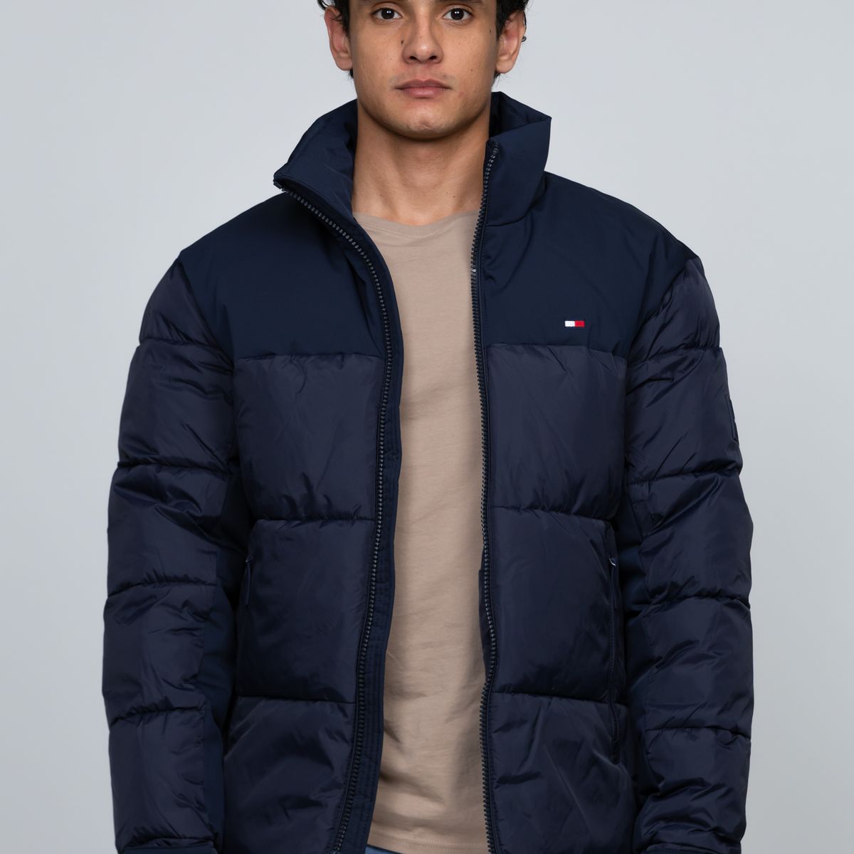 TOMMY HILFIGER - Parka De Cuello Alto Acolchada Con Logo Azul Tommy Hilfiger