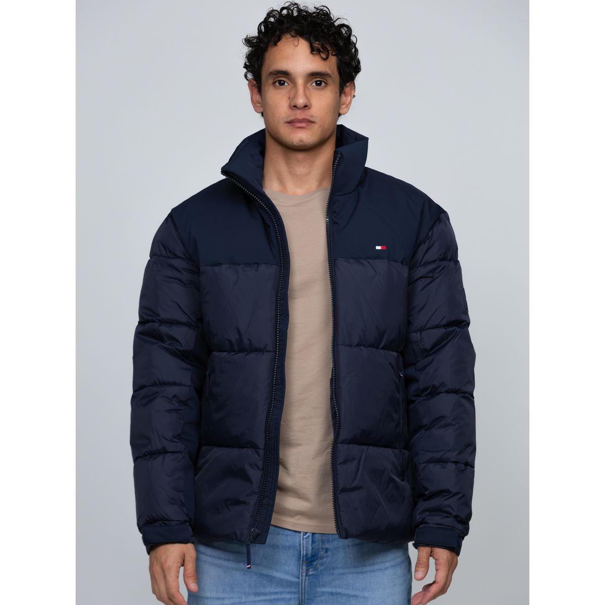 TOMMY HILFIGER - Parka De Cuello Alto Acolchada Con Logo Azul Tommy Hilfiger