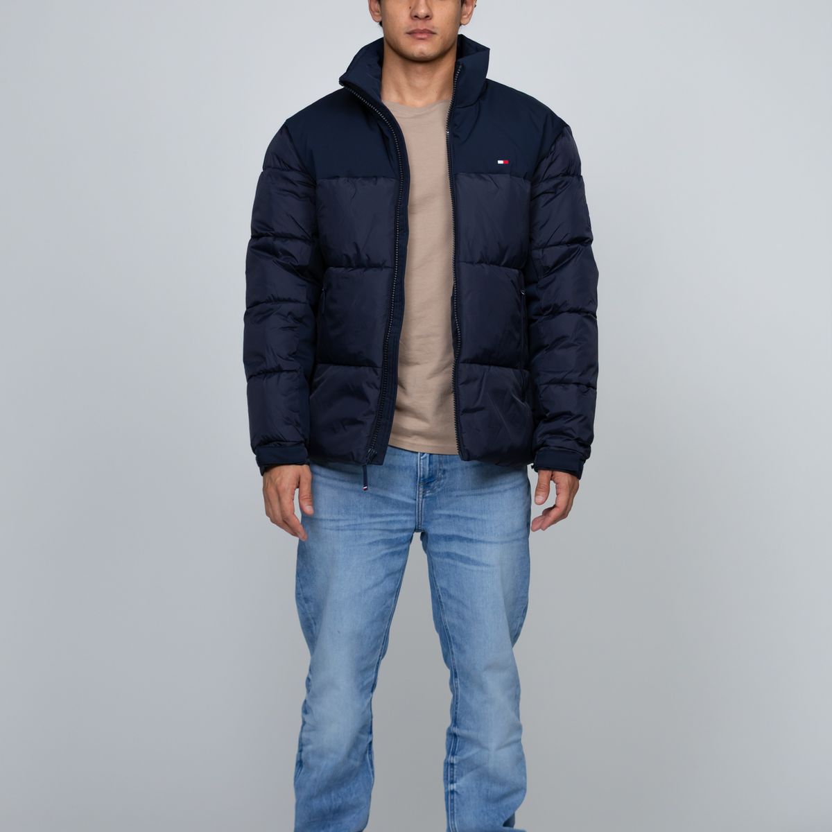 TOMMY HILFIGER - Parka De Cuello Alto Acolchada Con Logo Azul Tommy Hilfiger