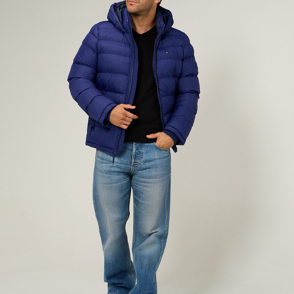 TOMMY HILFIGER - Parka Acolchada Con Gorro Azul Tommy Hilfiger