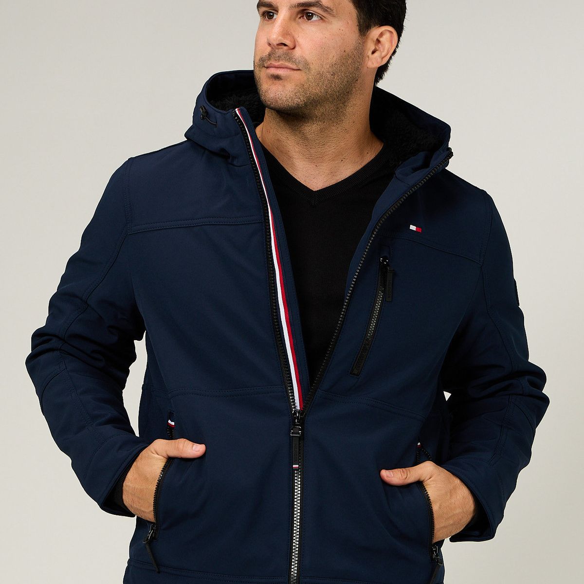 TOMMY HILFIGER - Chaqueta Soft Shell Con Gorro Azul Tommy Hilfiger