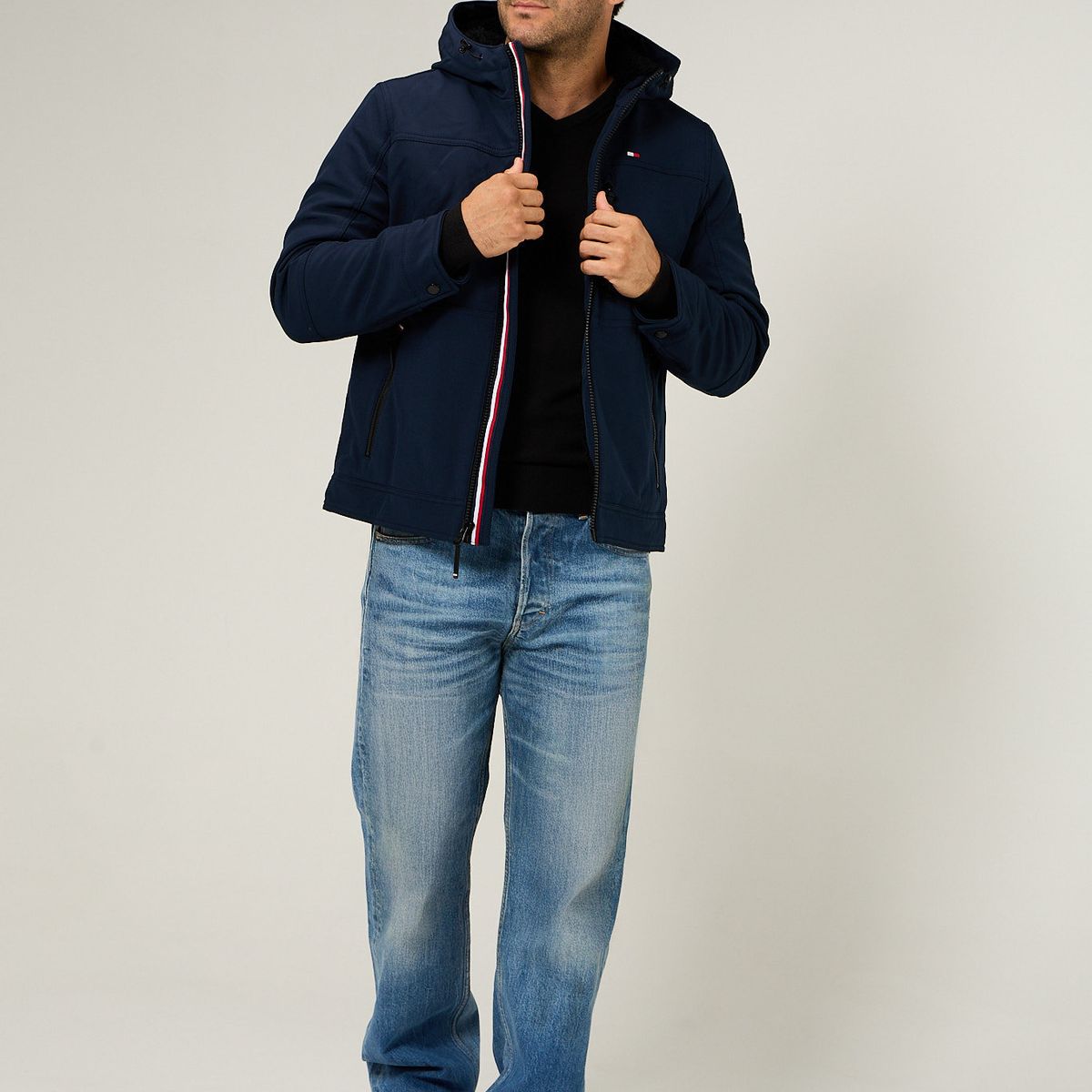 TOMMY HILFIGER - Chaqueta Soft Shell Con Gorro Azul Tommy Hilfiger