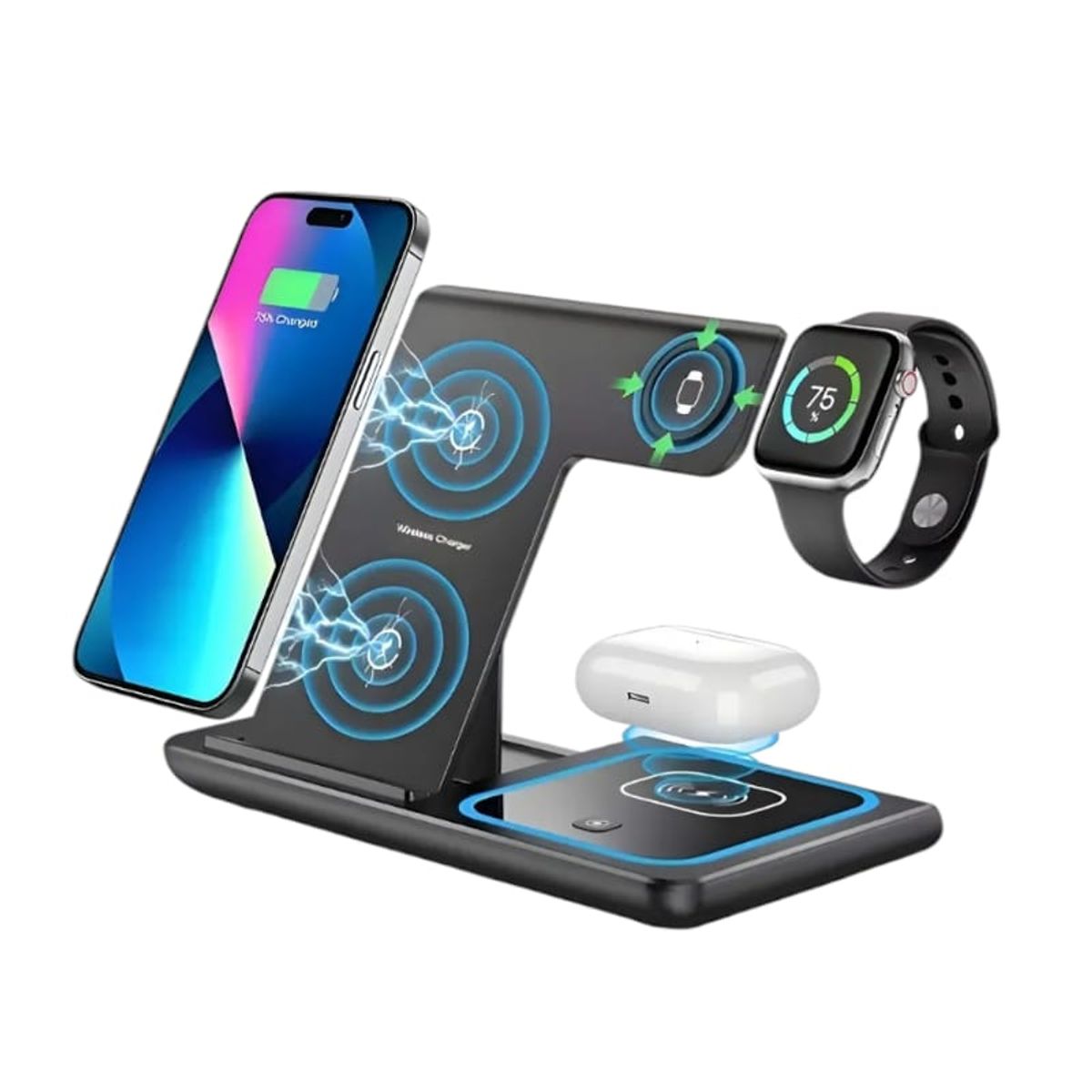 GENERICO - BASE DE CARGA INALAMBRICA 3EN 1 P CARGA SMARTPHONE RELOJ