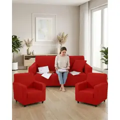 GENERICO - Juego de Fundas para Sillones 3+1+1 Diseño Hojas Elásticas y Lavables