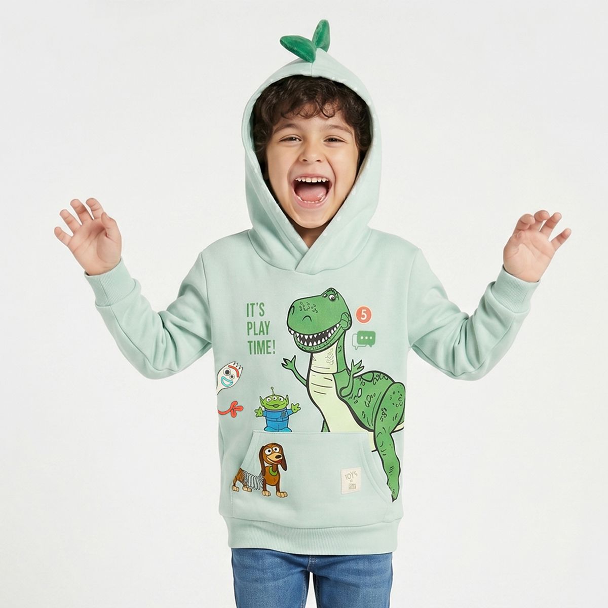 DISNEY - Polerón Cerrado Niño Hoodie Rex Toy Story Verde Disney