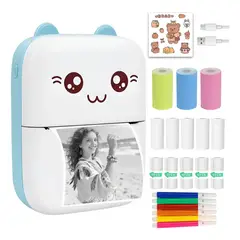 GENERICO - Mini Impresora Térmica Gatita Bluetooth 200 Dpi 13 Rollos BELUG