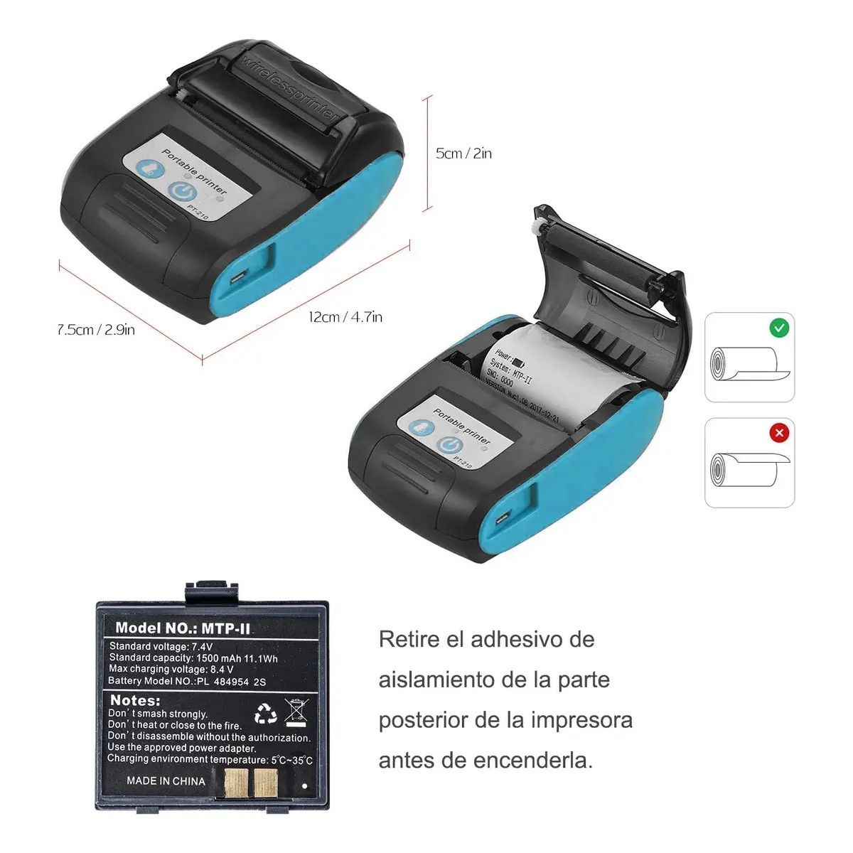 GENERICO - Mini Impresoras Mpresora Tickets Bluetooth Recibos Térmica BELUG