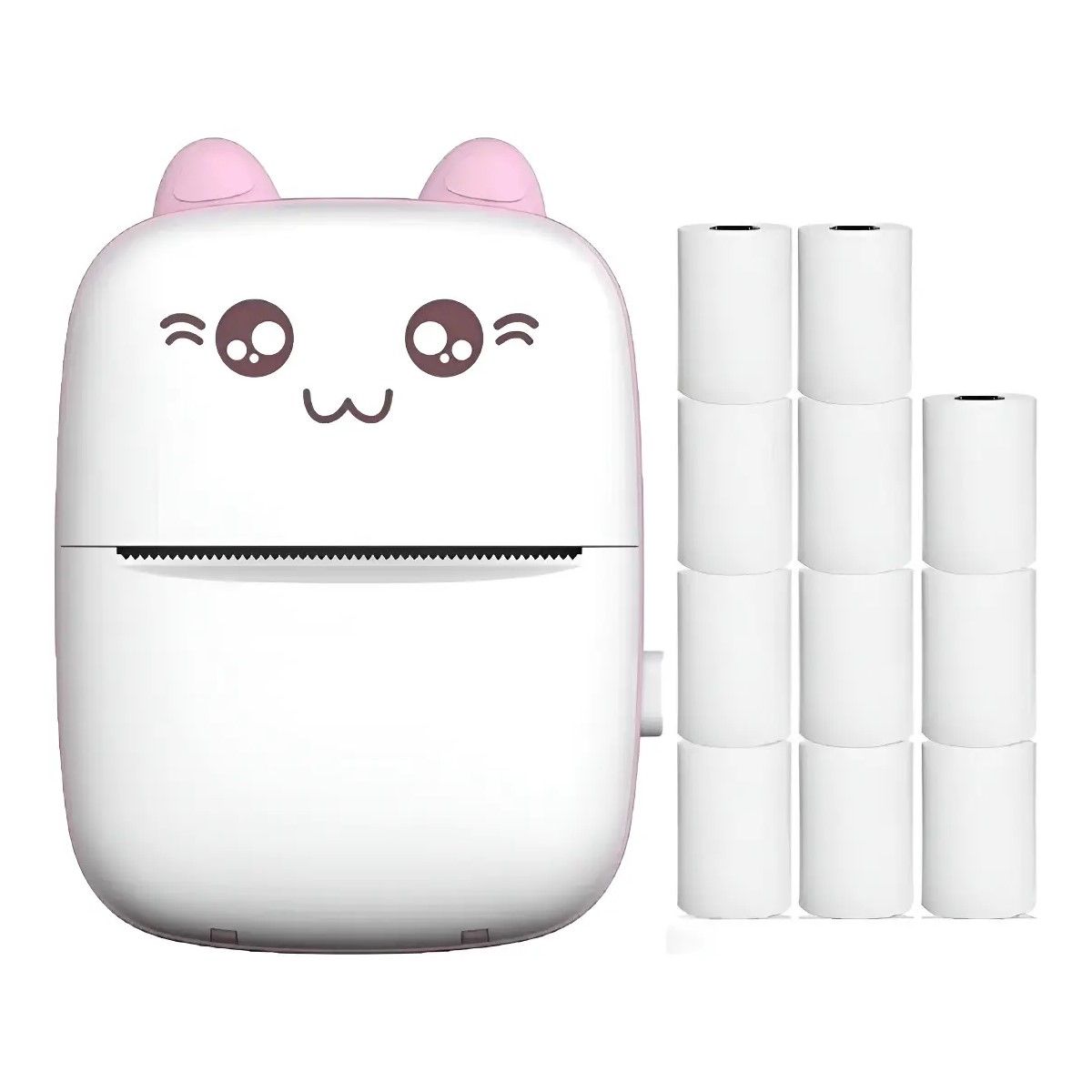 GENERICO - Mini Impresora Térmica Gatita Bluetooth 200 Dpi 11 Rollos BELUG