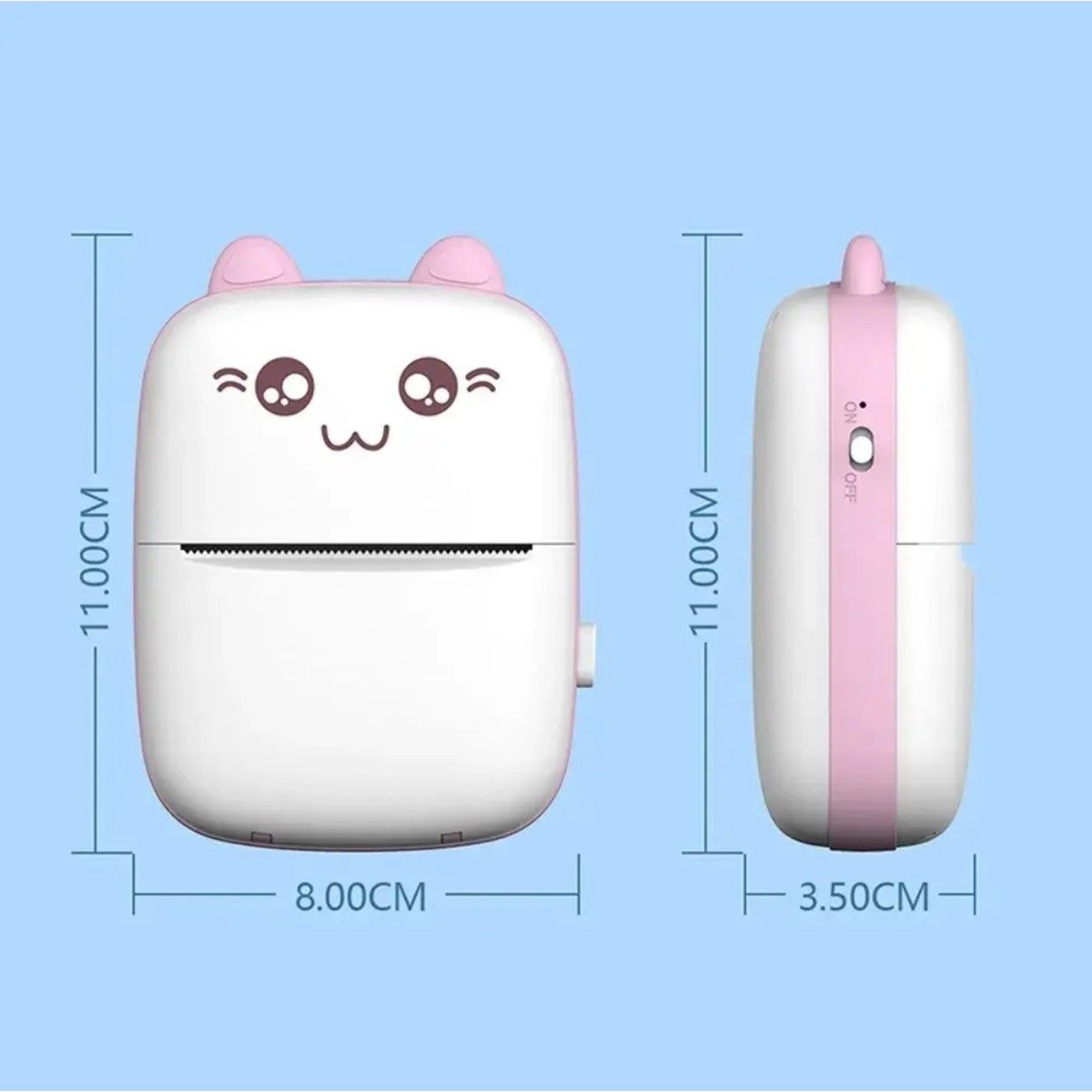 GENERICO - Mini Impresora Térmica Gatita Bluetooth 200 Dpi 11 Rollos BELUG