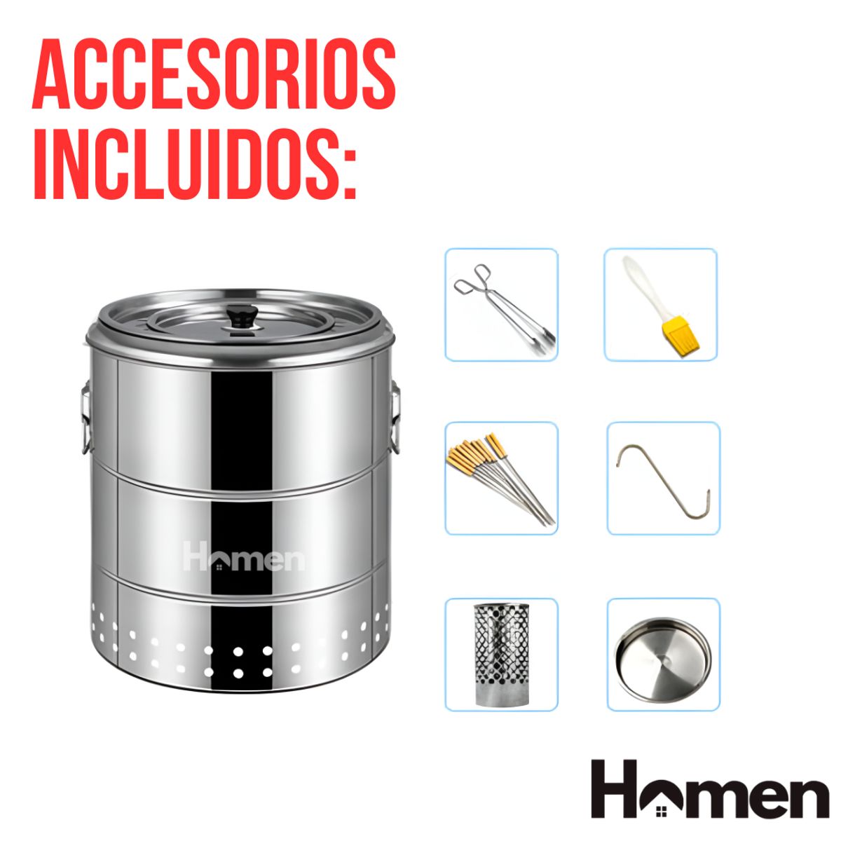 HOMEN - Parrilla De Carbón Barbacoa Para Anticuchos Sin Humo