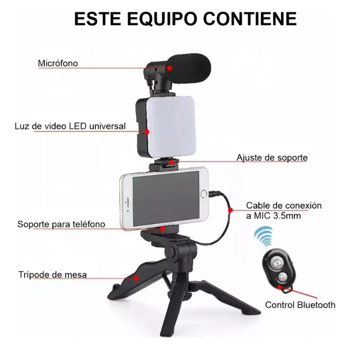 IRM - Kit De Grabacion Estabilizador Luz Led Y Micrófono Youtube