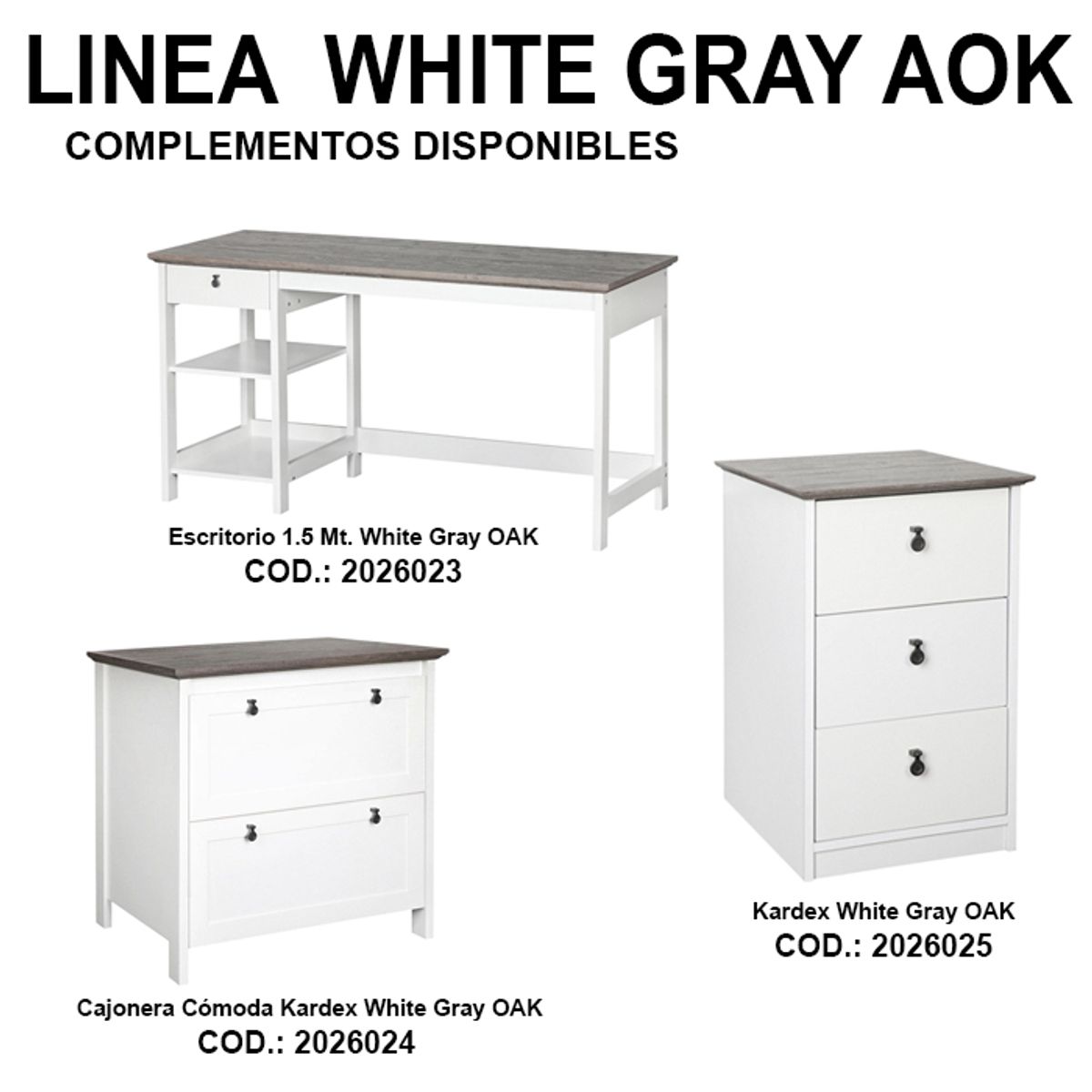 MSA MUEBLES SANTA ANA - Escritorio 1.5 Mt. White Gray AOK